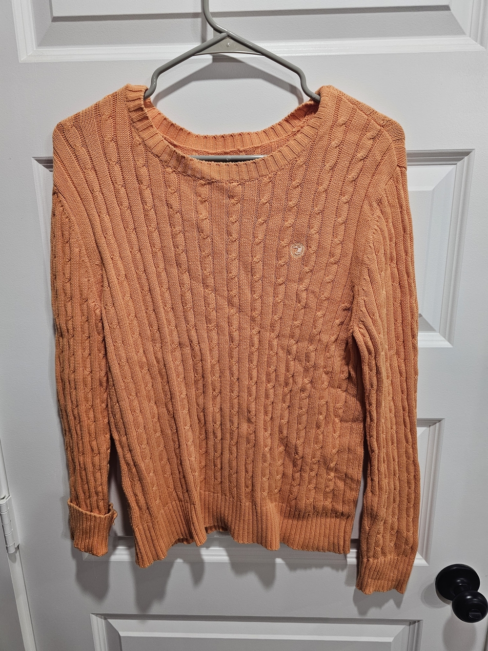 Duck Head Cable Knit Crewneck Sweater - Peach Orange